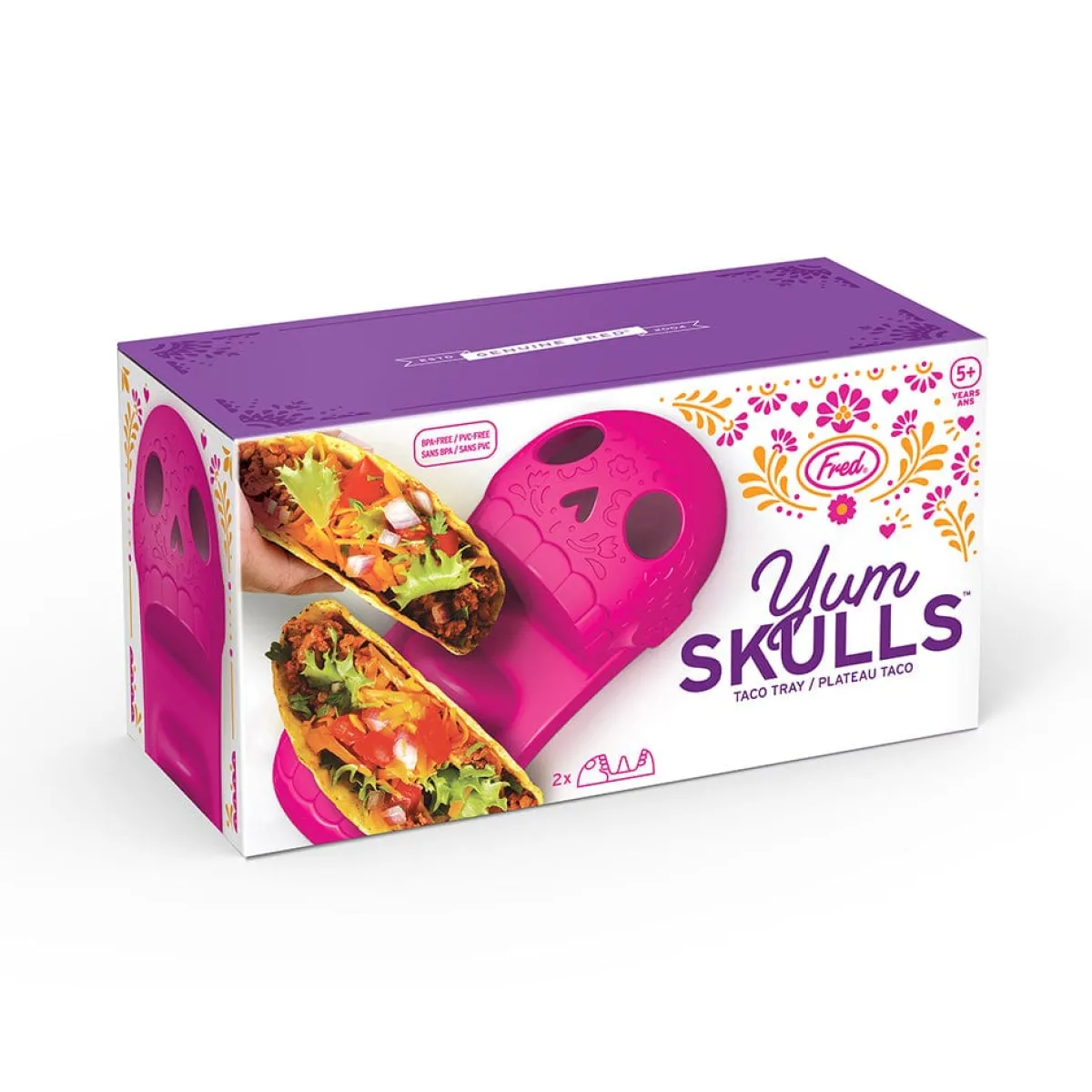 Plates + Trays|Plates + Trays^Fred YUM SKULLS | Day of the Dead Skull Taco Trays